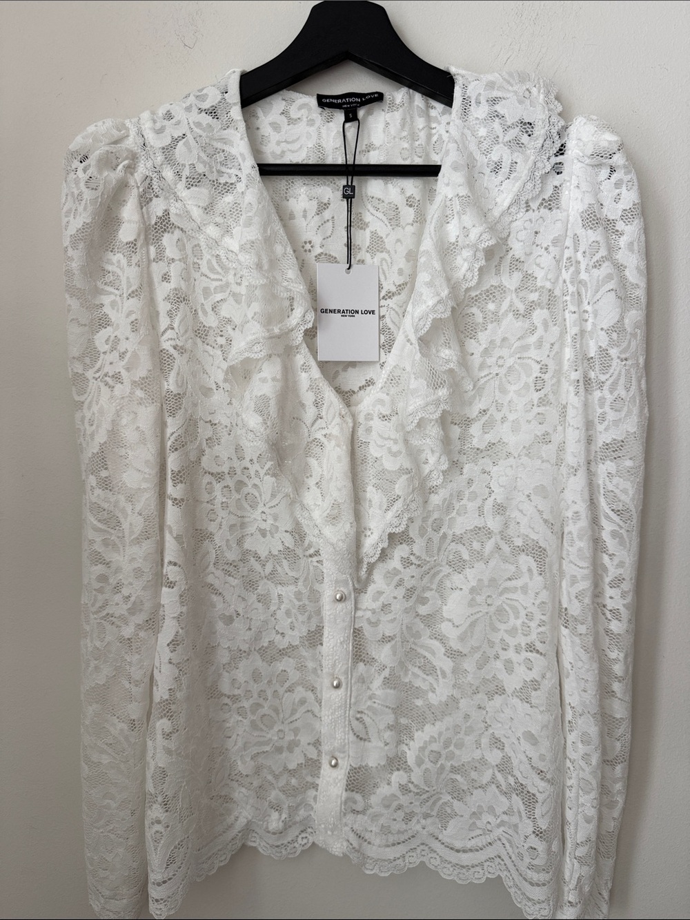 Generation Love Corsa Lace Ruffle-Front Blouse Size S NWT - Picture 2 of 9